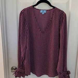 CeCe Pink and Black Geometric Blouse
